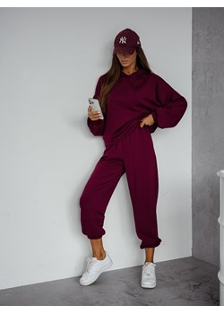KOMPLET DRESOWY BLUZA Z KAPTUREM+ SPODNIE- BORDOWY ze sklepu olika.com.pl w kategorii Dresy damskie - zdjęcie 184842453