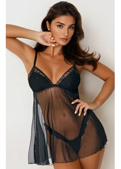 Czarna koszulka babydoll i stringi Lauren, Kolor czarny, Rozmiar S/M, Beauty Night ze sklepu Intymna w kategorii Komplety bielizny damskiej - zdjęcie 184845453