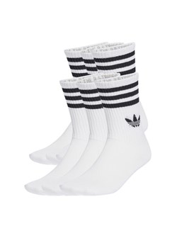 Zestaw 6 par wysokich skarpet unisex adidas 3-Stripes JV7410 Biały ze sklepu eobuwie.pl w kategorii Skarpetki męskie - zdjęcie 184846334