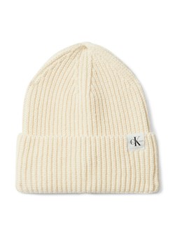Czapka Calvin Klein Jeans Monogram Rib Beanie IU0IU00440 Écru ze sklepu eobuwie.pl w kategorii Czapki dziecięce - zdjęcie 184846403
