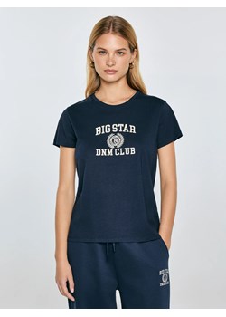 Koszulka damska z haftem granatowa Bensa 403 ze sklepu Big Star w kategorii Bluzki damskie - zdjęcie 184847723