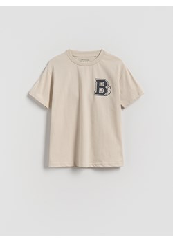 Reserved - Bawełniany t-shirt z nadrukiem - kremowy ze sklepu Reserved w kategorii T-shirty chłopięce - zdjęcie 184848231