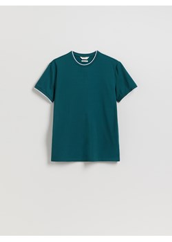Reserved - T-shirt regular z merceryzowaną bawełną - zielony ze sklepu Reserved w kategorii T-shirty męskie - zdjęcie 184848311