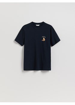 Reserved - T-shirt regular z nadrukiem - granatowy ze sklepu Reserved w kategorii T-shirty męskie - zdjęcie 184848424
