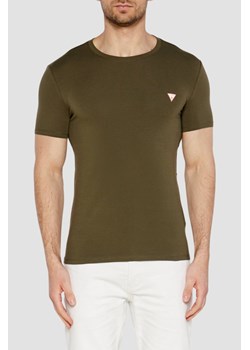 GUESS Zielony męski t-shirt z okrągłym dekoltem, Rozmiar M ze sklepu outfit.pl w kategorii T-shirty męskie - zdjęcie 184851824
