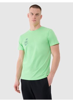 Męski t-shirt z nadrukiem 4F 4FRSS25TTSHM2690 - zielony ze sklepu Sportstylestory.com w kategorii T-shirty męskie - zdjęcie 184852200
