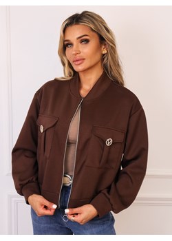 BLUZA BOMBERKA ZAPINANA NA ZAMEK- CZEKOLADOWA ze sklepu olika.com.pl w kategorii Bluzy damskie - zdjęcie 184852621