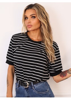 T-SHIRT OVERSIZE W PASKI- CZARNY ze sklepu olika.com.pl w kategorii Bluzki damskie - zdjęcie 184852712