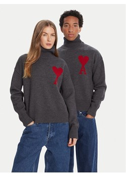 AMI PARIS Sweter BFUKS006.018 Szary Regular Fit ze sklepu MODIVO w kategorii Swetry męskie - zdjęcie 184852911