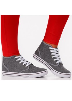 Wysokie trampki damskie szare /C6-3 13873 S097/ ze sklepu Pantofelek24.pl w kategorii Trampki damskie - zdjęcie 184853472