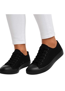 Czarne sznurowane damskie trampki /B3-2 16401 G168/ ze sklepu Pantofelek24.pl w kategorii Trampki damskie - zdjęcie 184853483