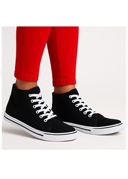 Wysokie trampki damskie Czarne /A5-3 13874 S097/ ze sklepu Pantofelek24.pl w kategorii Trampki damskie - zdjęcie 184853494