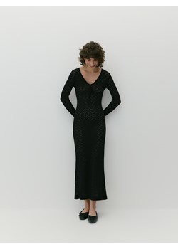 Reserved - Dzianinowa sukienka z wiskozą - czarny ze sklepu Reserved w kategorii Sukienki - zdjęcie 184853674