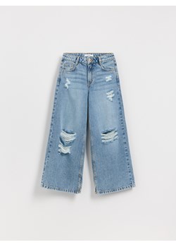 Reserved - Jeansy super wide leg z przetarciami - niebieski ze sklepu Reserved w kategorii Spodnie dziewczęce - zdjęcie 184853961