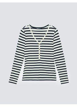 Bluzka damska z dekolotem v-neck w paski granatowa Mella 403 ze sklepu Big Star w kategorii Bluzki damskie - zdjęcie 184856712