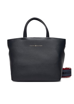 Torebka Tommy Hilfiger Th Logotape Mini Tote AW0AW17694 Granatowy ze sklepu eobuwie.pl w kategorii Torby Shopper bag - zdjęcie 184863723