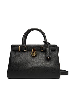 Torebka Tommy Hilfiger American Icon Mini Tote Leather AW0AW17926 Czarny ze sklepu eobuwie.pl w kategorii Kuferki - zdjęcie 184871271