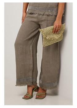 Le Monde du Lin Lniane spodnie w kolorze brązowym ze sklepu Limango Polska w kategorii Spodnie damskie - zdjęcie 184873484