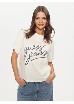 Guess Jeans T-Shirt W4BI54 K8HM0 Écru Boxy Fit ze sklepu MODIVO w kategorii Bluzki damskie - zdjęcie 184874722