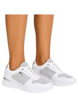 Wiązane białe buty sportowe damskie /G1-3 16066 G283/ ze sklepu Pantofelek24.pl w kategorii Buty sportowe damskie - zdjęcie 184886502