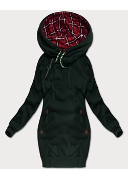 Długa bluza damska ciemny zielony (AMG-738/1) ze sklepu goodlookin.pl w kategorii Bluzy damskie - zdjęcie 184886792