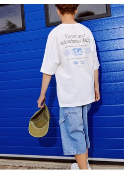 Reserved - Bawełniany t-shirt z nadrukiem - biały ze sklepu Reserved w kategorii T-shirty chłopięce - zdjęcie 184889052