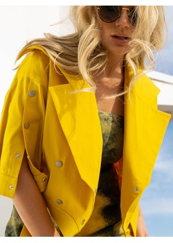 Kurtka bawełniana damska krótka żółta z napami EyeForFashion ze sklepu Eye For Fashion w kategorii Kurtki damskie - zdjęcie 184892972