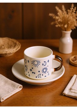 Sinsay - Filiżanka do espresso ze spodkiem z motywem astrologicznym - błękitny ze sklepu Sinsay w kategorii Dom - zdjęcie 184904232
