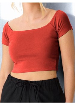Sinsay - Crop top z krótkim rękawem - koralowy ze sklepu Sinsay w kategorii Bluzki damskie - zdjęcie 184905101