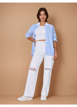 Sinsay - Jeansy wide leg high waist z przetarciami - biały ze sklepu Sinsay w kategorii Jeansy damskie - zdjęcie 184905464