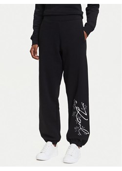 KARL LAGERFELD Spodnie dresowe A3W10009 Czarny Relaxed Fit ze sklepu MODIVO w kategorii Spodnie damskie - zdjęcie 184906231