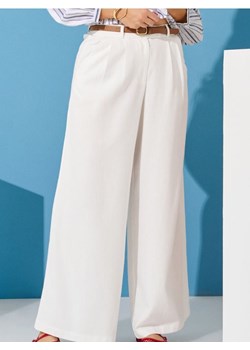 Sinsay - Spodnie wide leg z domieszką lnu - kremowy ze sklepu Sinsay w kategorii Spodnie damskie - zdjęcie 184915094