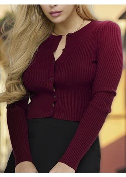 Sinsay - Lekki kardigan w prążek - bordowy - id: 633AL-83X - marki Sinsay - 184915514 Sinsay - Lekki kardigan w prążek - bordowy ze sklepu Sinsay w kategorii Swetry damskie - zdjęcie 184915514