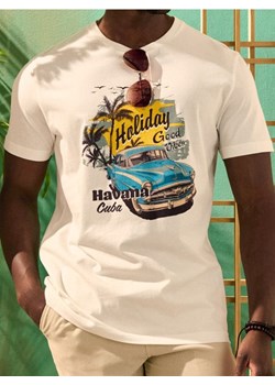 Sinsay - Koszulka z kolorowym nadrukiem w miejskim stylu - kremowy ze sklepu Sinsay w kategorii T-shirty męskie - zdjęcie 184915982