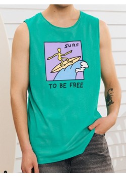 Sinsay - Tank top z kolorowym nadrukiem - niebieski ze sklepu Sinsay w kategorii T-shirty męskie - zdjęcie 184923821