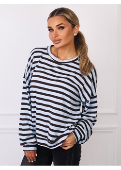 BLUZKA OVERSIZE W PASKI- NIEBIESKA ze sklepu olika.com.pl w kategorii Bluzki damskie - zdjęcie 184924124