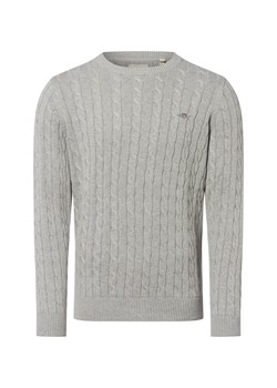 Gant Sweter męski Mężczyźni Bawełna srebrny jednolity ze sklepu vangraaf w kategorii Swetry męskie - zdjęcie 184928930
