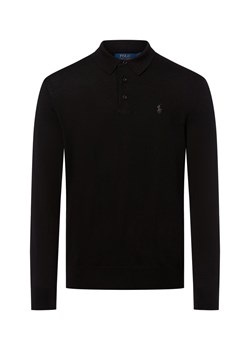 Polo Ralph Lauren Męska koszulka polo z dzianiny Mężczyźni Wełna czarny jednolity ze sklepu vangraaf w kategorii Swetry męskie - zdjęcie 184929002