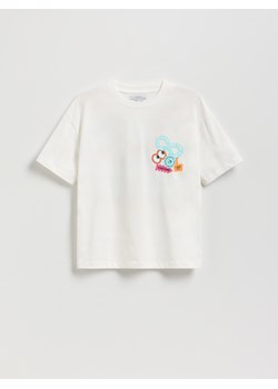 Reserved - T-shirt oversize z nadrukiem - złamana biel ze sklepu Reserved w kategorii T-shirty chłopięce - zdjęcie 184930124
