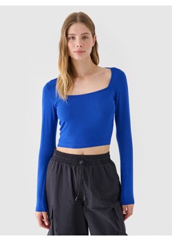 Damski longsleeve crop top 4F 4FRSS24TLONF499 - niebieski - id: 338219 - marki 4F - 184941330 Damski longsleeve crop top 4F 4FRSS24TLONF499 - niebieski ze sklepu Sportstylestory.com w kategorii Bluzki damskie - zdjęcie 184941330