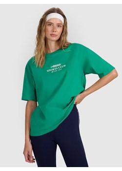 Damski t-shirt z nadrukiem 4F 4FRAW25TTSHF3158 - zielony ze sklepu Sportstylestory.com w kategorii Bluzki damskie - zdjęcie 184941374