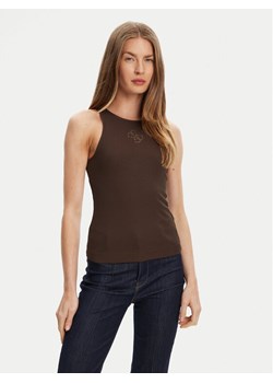 Guess Top W5GP57 KCV52 Brązowy Regular Fit ze sklepu MODIVO w kategorii Bluzki damskie - zdjęcie 184950210