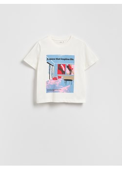 Reserved - T-shirt z nadrukiem - biały ze sklepu Reserved w kategorii Bluzki damskie - zdjęcie 184956363