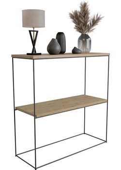 Klasyczna konsola do przedpokoju dąb artisan + czarny  P8-W51 ze sklepu Edinos.pl w kategorii Konsole - zdjęcie 184957113