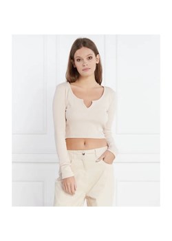 Calvin Klein Jeans Top SPLIT COLLAR RIB | Regular Fit ze sklepu Gomez Fashion Store w kategorii Bluzki damskie - zdjęcie 184971024