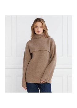 Calvin Klein Wełniany golf RECYCLED OVERLAY SWEATER | Regular Fit ze sklepu Gomez Fashion Store w kategorii Swetry damskie - zdjęcie 184982463