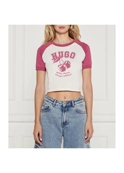 Hugo Blue T-shirt Dana | Cropped Fit ze sklepu Gomez Fashion Store w kategorii Bluzki damskie - zdjęcie 184996501