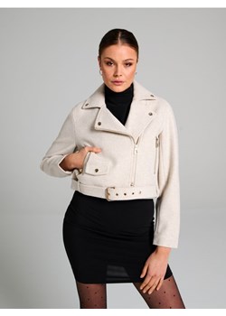 Sinsay - Kurtka ramoneska z paskiem - kremowy - id: 595DA-02M - marki Sinsay - 185019623 Sinsay - Kurtka ramoneska z paskiem - kremowy ze sklepu Sinsay w kategorii Kurtki damskie - zdjęcie 185019623