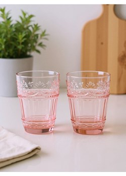 Sinsay - Szklanki z wytłaczanym wzorem 2 pack - różowy ze sklepu Sinsay w kategorii Szklanki - zdjęcie 185019651