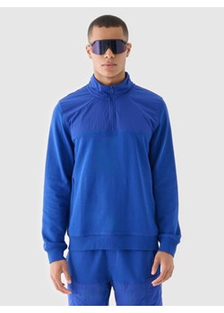 Męska bluza nierozpinana bez kaptura 4F 4FRSS24TSWSM2035 - niebieska ze sklepu Sportstylestory.com w kategorii Bluzy męskie - zdjęcie 185033000